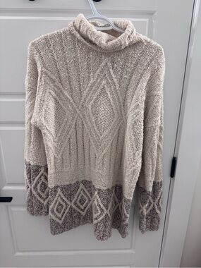 CURIO Chunky Turtleneck Sweater | Cozy Neutral Knit | Size Small